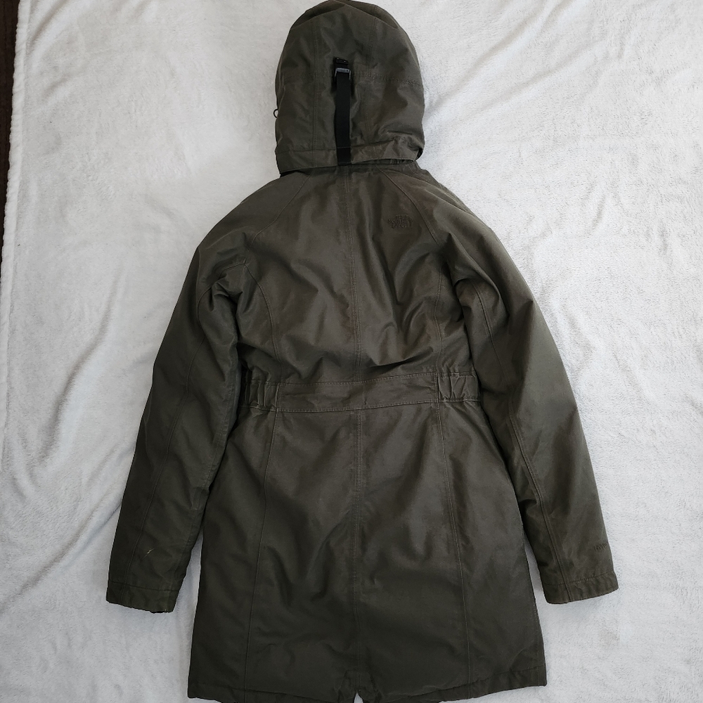 THE NORTH FACE Women's XS Down Fill Parka Waterproof Hooded Army Green - Picture 4 of 16